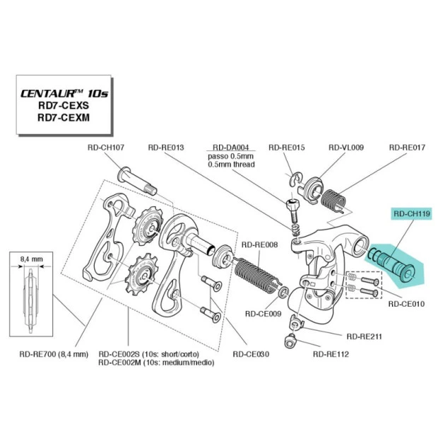 Vis de fixation de dérailleur Campagnolo - RD-CH119